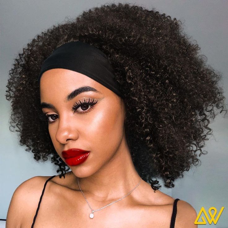 Kinky soft curly headband wig