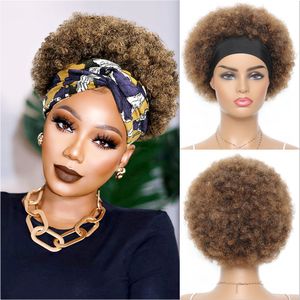 Brown Afro Kinky Curly headband wig