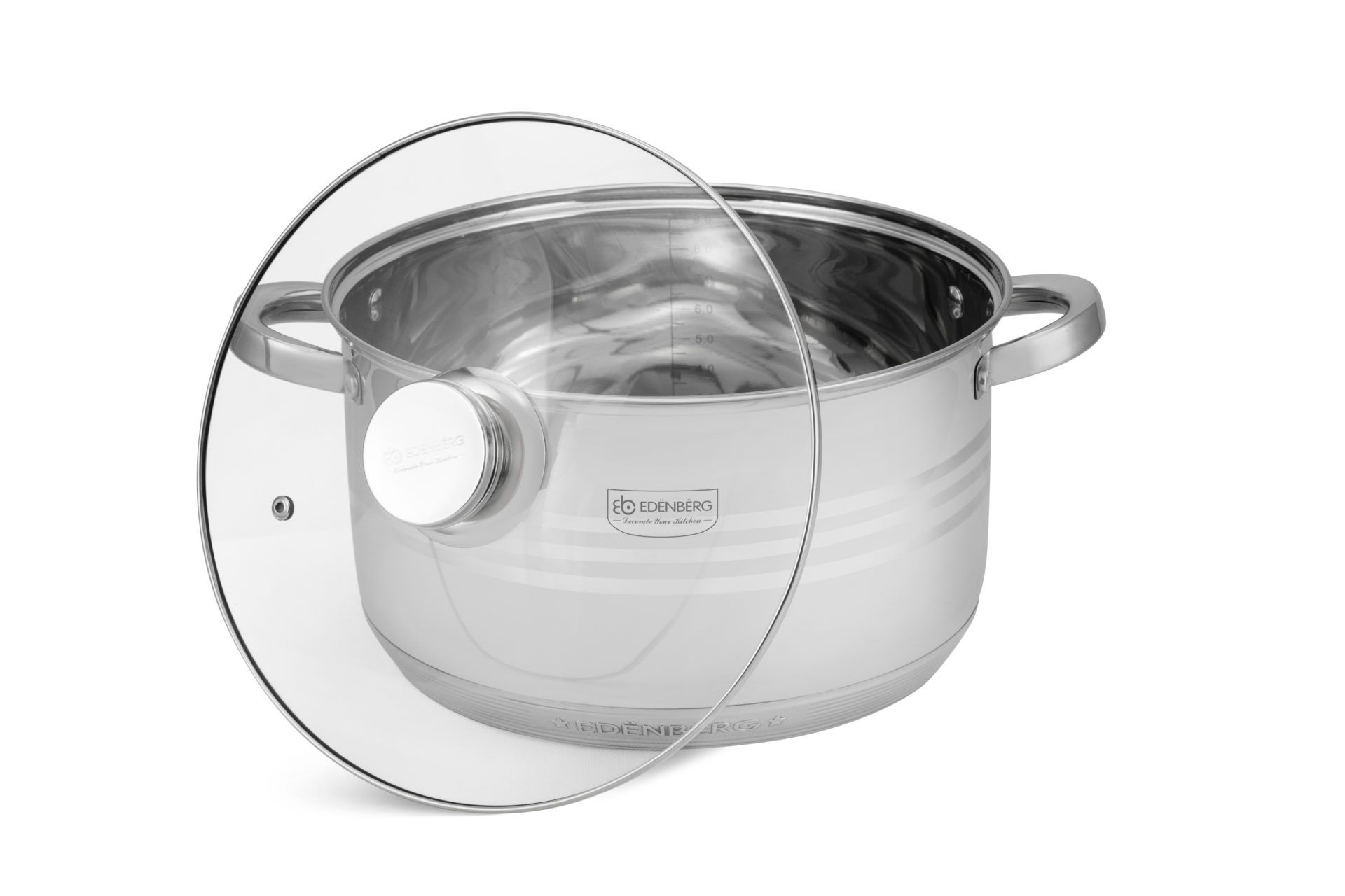 Edenberg cookware set heavy duty 12 pcs stainless steel Cookware set EB-4037 Calibrated for content measuring, induction friendly stainless steel bottom