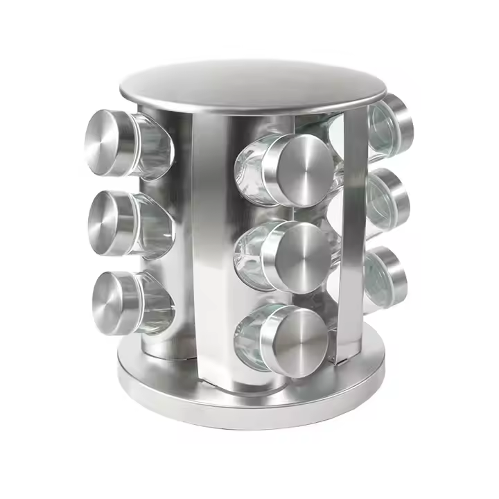 Spice Carousel 12 Rotating Spice Jars Elegant Design, Rack Revolving Rotating Countertop, Spice Organizer, seasoning set, Carousel Stainless Steel Stand Storage Holder, Wear Resistance,stainless steel