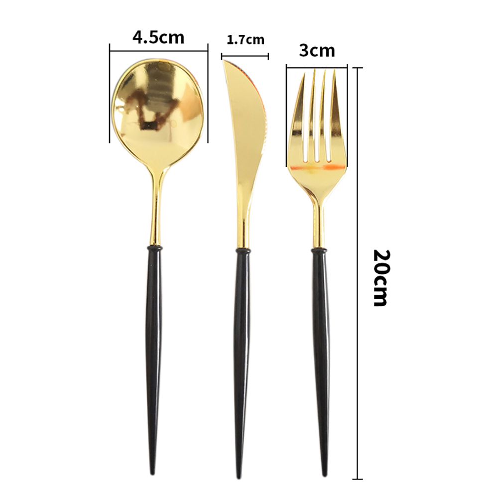 Rose Gold Knives Forks Spoons Set Tableware Colorful Gilt Plastic Food Grade Disposable For Birthday Party Cake Fruit Desserts Dinner