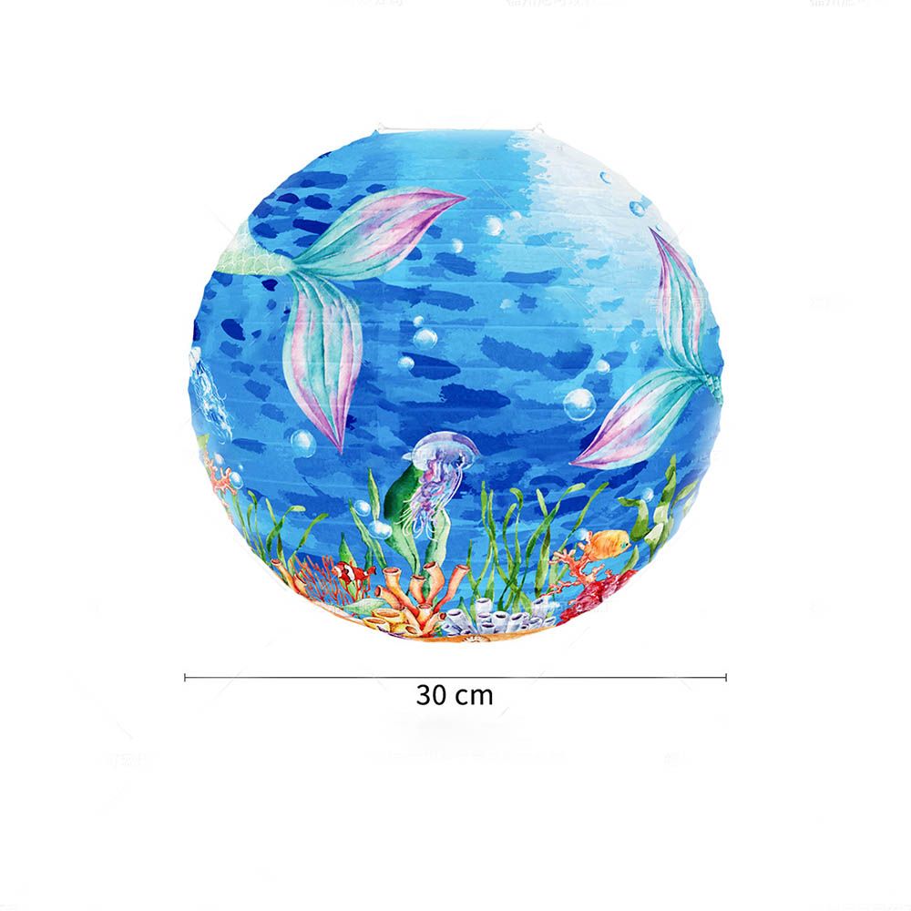 Mermaids Fish Tail Lantern Ball With Fold Paper For Birthday Summer Ocean Theme Party Backdrop Hanging Ornaments Decoration Supplies