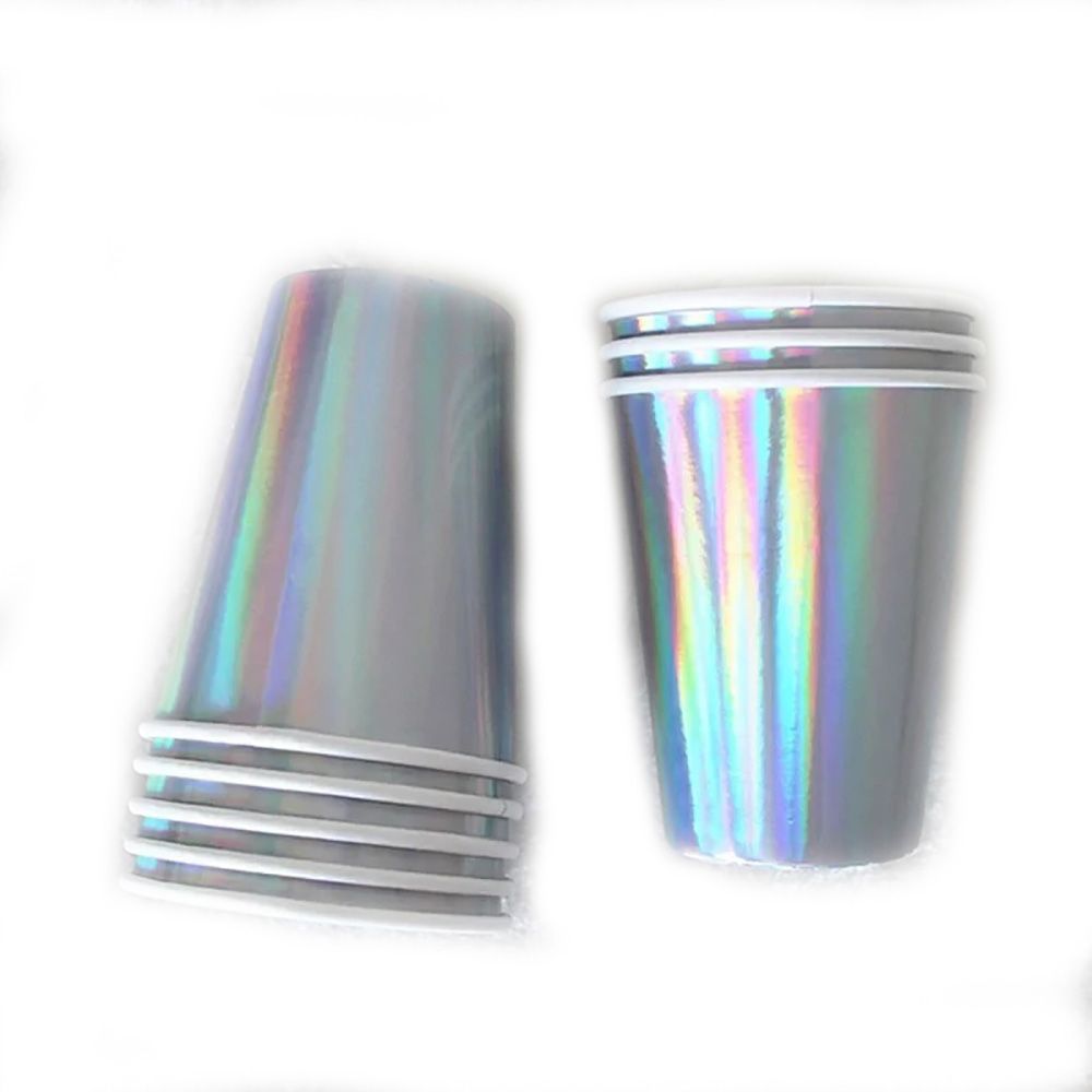 Laser Paper Cups Plates With Bronzing Disposable Paper Tableware For Party Cake Wedding Birthday Banquet Picnic Dessert Decoration Supplies