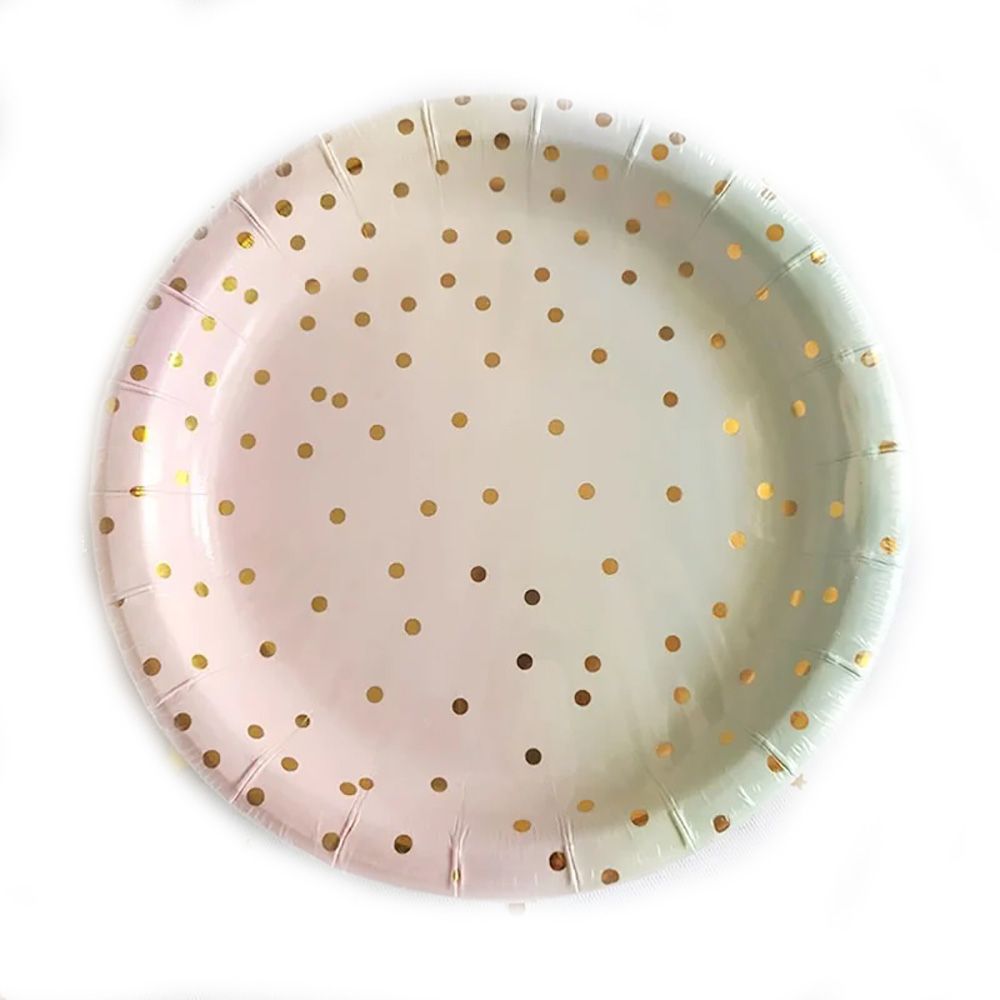 Gradient Color Gold Paper Cups Plates With Bronzing Disposable Paper Tableware For Party Cake Wedding Birthday Banquet Picnic Dessert Decoration Supplies
