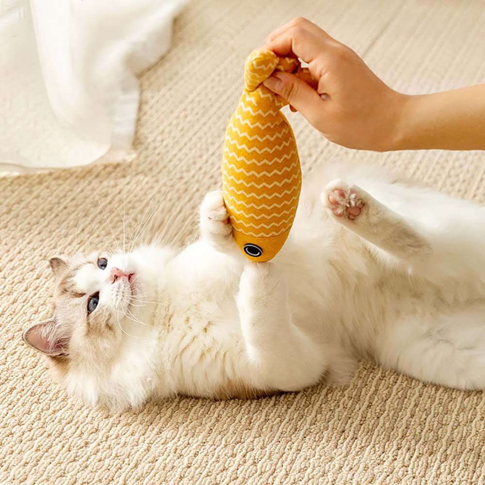 Sackcloth Fish Toy Pillow With Catnip Simulation Zipperless Cotton For Pet Cat Gnaw Teething Play Pet Supplies