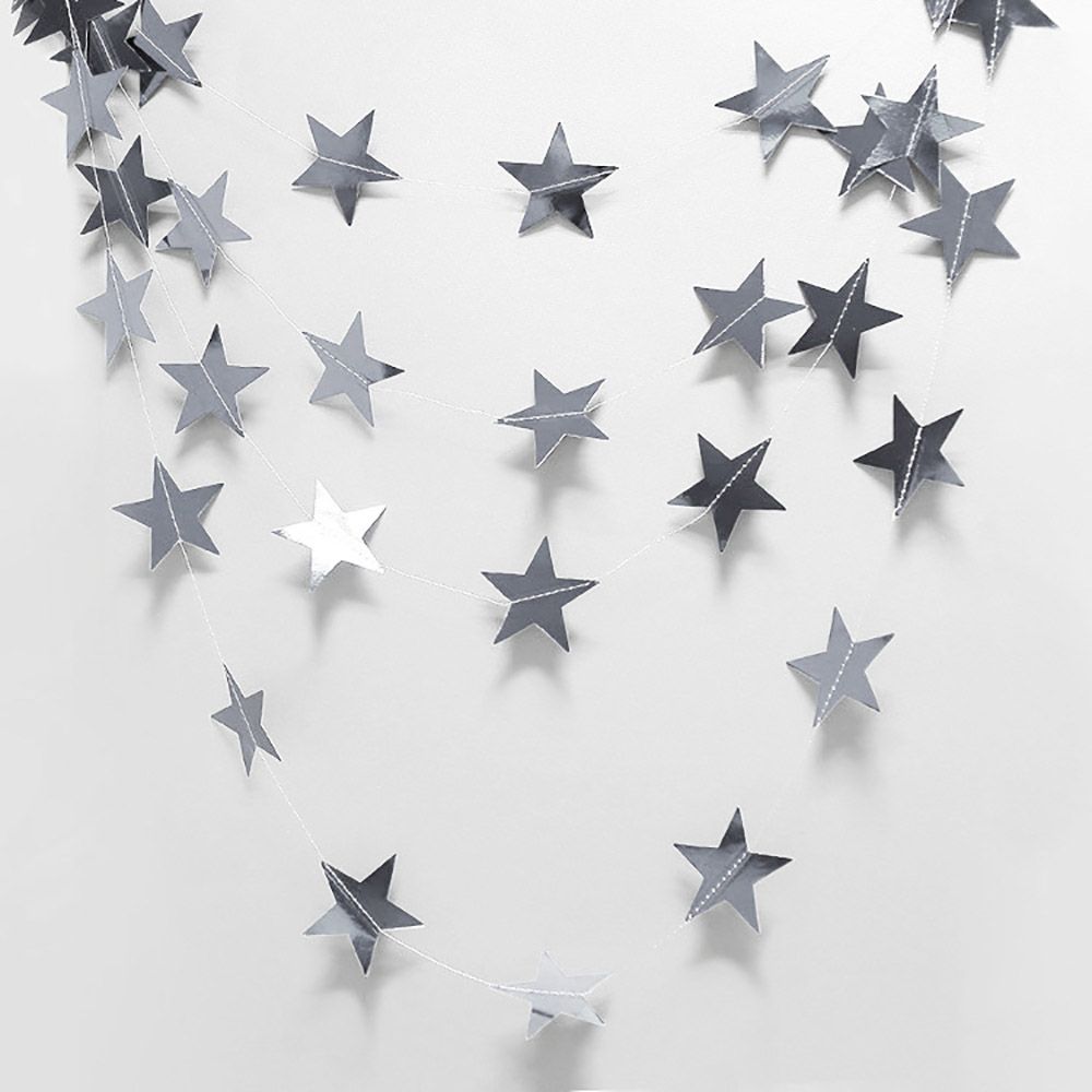 4M Mirror Star Paper String With 10CM Garland Banner Shining For Christmas Birthday Wedding Party Home Shopwindow Hanging Ornament Decoration Supplies