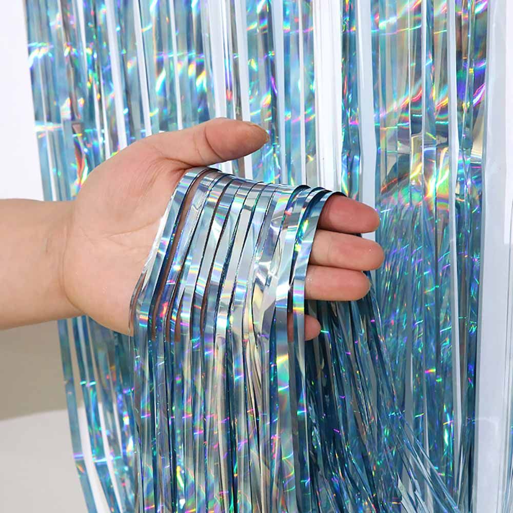 Laser Rain Curtain With Colorful PET Shining For Children's Birthday Wedding Photo Background Wall Party Curtain Decor