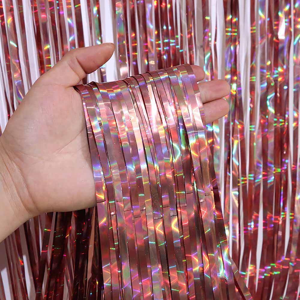 Laser Rain Curtain With Colorful PET Shining For Children's Birthday Wedding Photo Background Wall Party Curtain Decor
