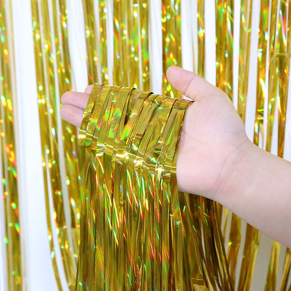 Laser Rain Curtain With Colorful PET Shining For Children's Birthday Wedding Photo Background Wall Party Curtain Decor