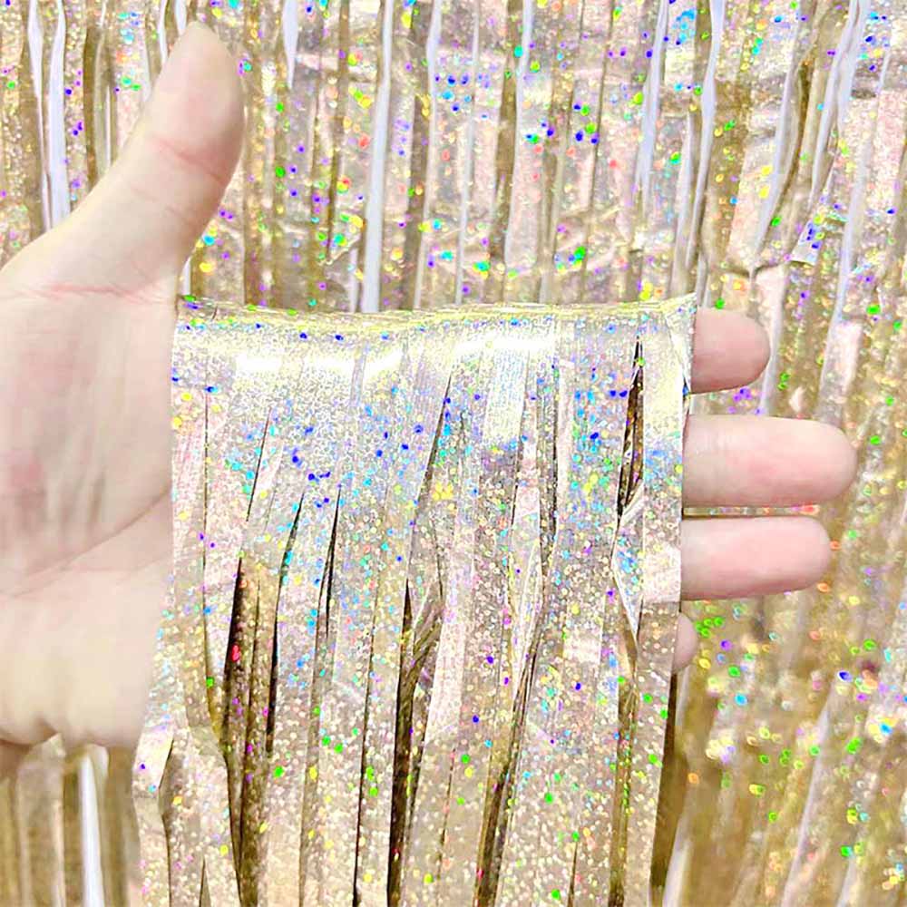 Laser Dot Rain Curtain With Colorful PET Shining For Children's Birthday Wedding Photo Background Wall Party Curtain Decor