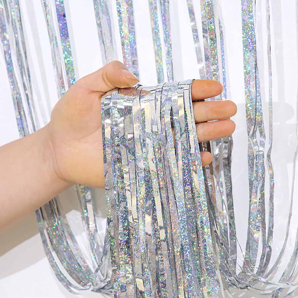 Laser Dot Rain Curtain With Colorful PET Shining For Children's Birthday Wedding Photo Background Wall Party Curtain Decor