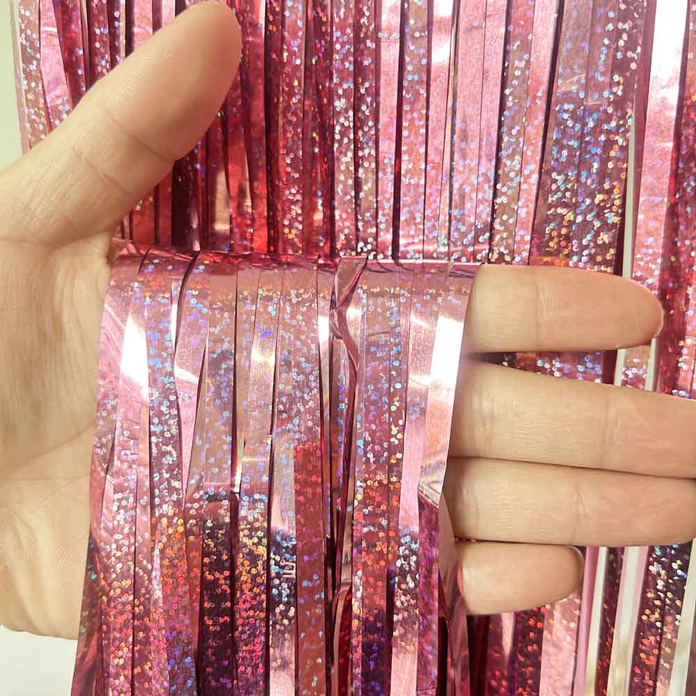 Laser Dot Rain Curtain With Colorful PET Shining For Children's Birthday Wedding Photo Background Wall Party Curtain Decor