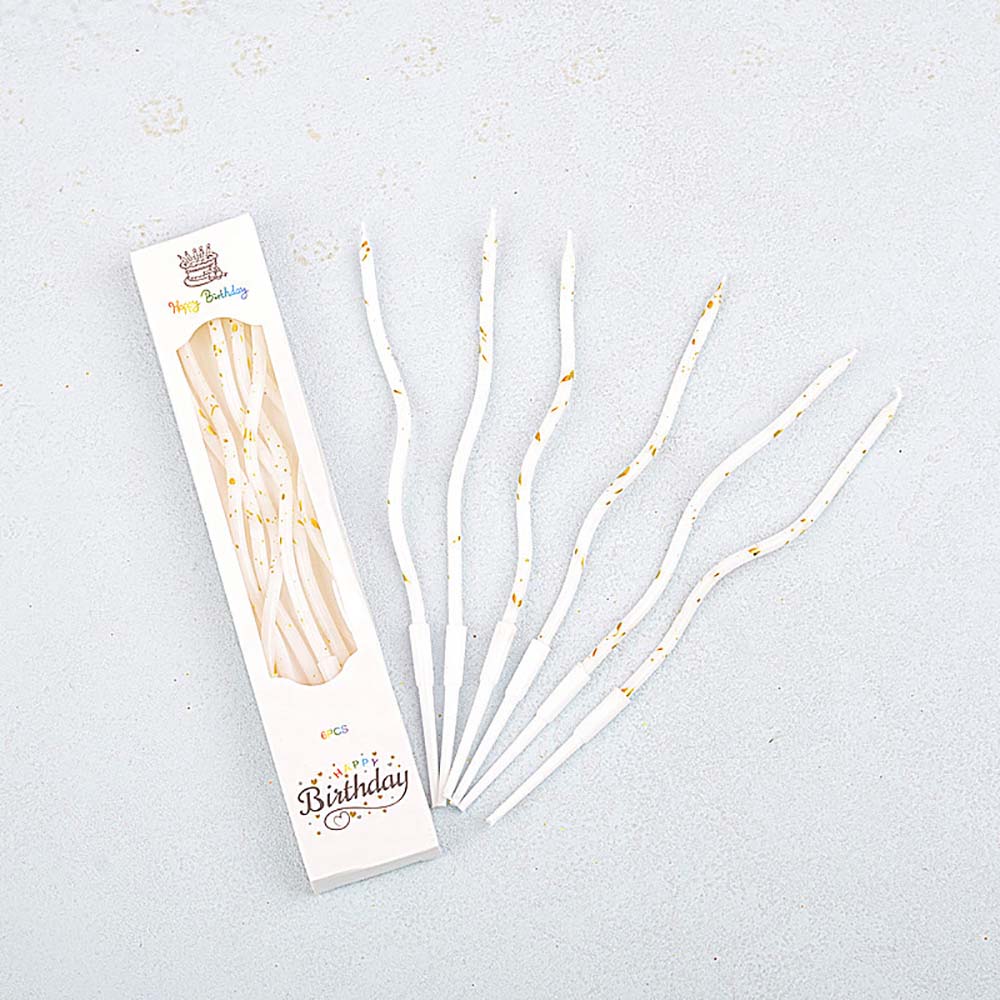 6 Box/Pack Gold Dot Spiral Birthday Candle With Colorful Gilded Food Grade Curve Candle For Cake Baking Birthday Party Decoration Supplies
