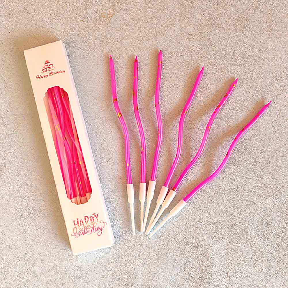 6 Box/Pack Gold Dot Spiral Birthday Candle With Colorful Gilded Food Grade Curve Candle For Cake Baking Birthday Party Decoration Supplies