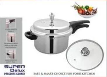 Heavy metallic aluminum kitchen pressure cooker with free glass lid.