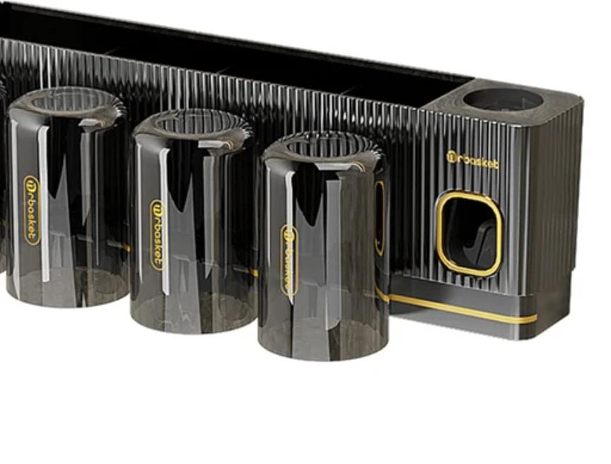 🌟 PREMIUM OFFER 🌟 - !! 5 IN 1 Classy Very Quality Acrylic Integrated inverted toothbrush holder, toothpaste dispenser, 3 cups bathroom organizer At Affordable Price and of very high quality