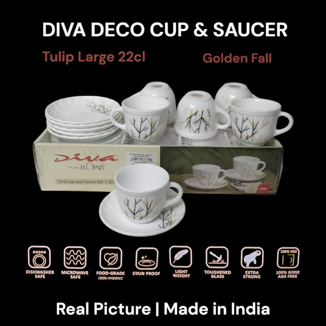 🌈 EVERYDAY OFFER 🌈 🤩✨ !!! ]   - 6+6 Pcs Brand New Very Quality Durable & Stylish Diva  Deco Cup and saucer 22cl  at Best Price