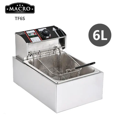 MACRO nunix deep frier single 6l Single Tank Energy Efficient Double Electric Chips /Chicken /Mandazi Deep Fryer Machine _ Silver😶‍🌫️Large Capacity Basket – Cook enough food for the whole family.