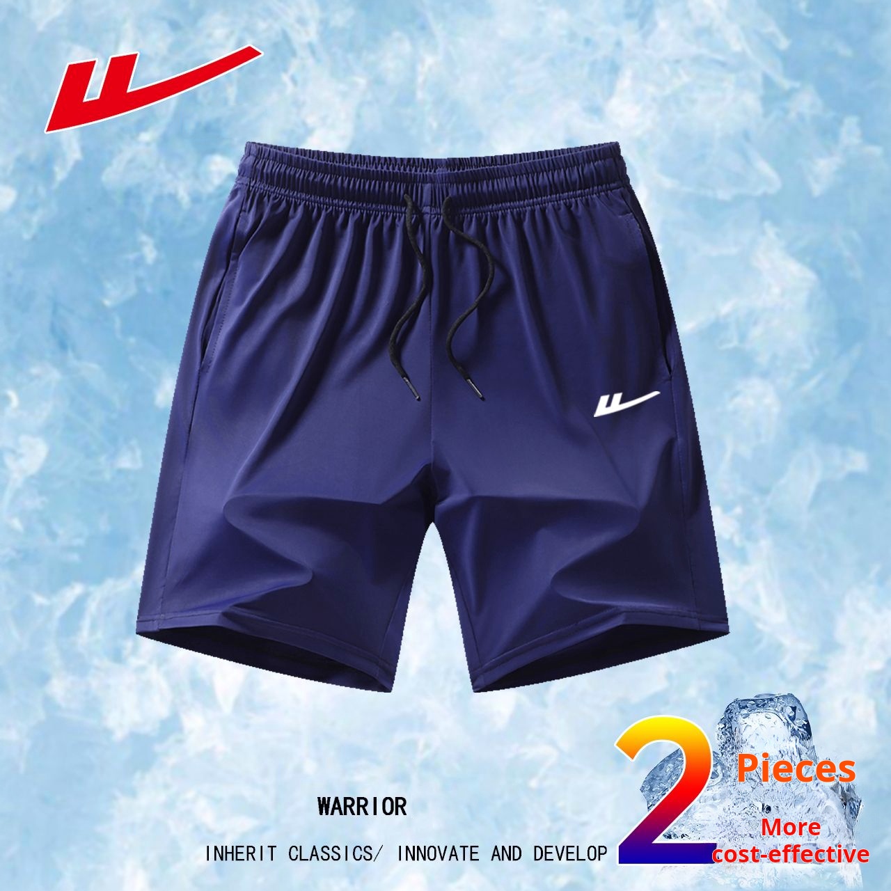 【2 piece】Unisex Athletic Shorts, Navy & Black. Elastic waist for comfort, striped sides for style. Durable, breathable fabric, perfect for sports like jogging and daily wear. Long - lasting, easy to m