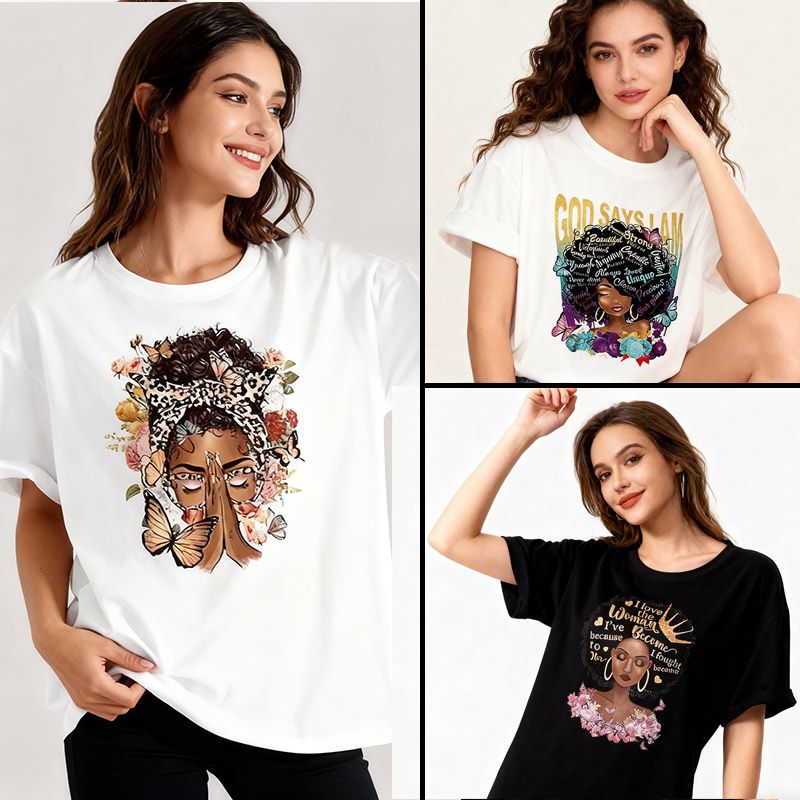 3pcs/set women's t-shirt fashion casual t-shirt women's shirt women's top girl print short sleeve personality t-shirt girls t-shirt women's clothes