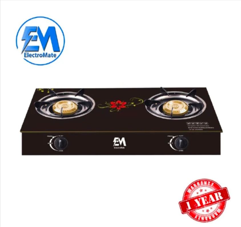【HOT OFFER) ElectroMate Glass Top Infrared Double Burner Gas stove Super Infrared Heater Saving Gas cooker Black