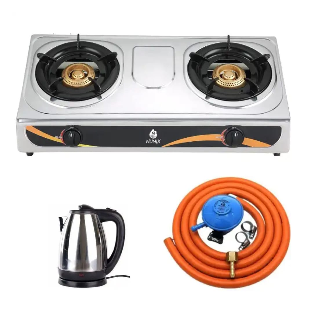 TWO BURNER COOKER GAS+ PIPE + REGULATOR+ KETTLE