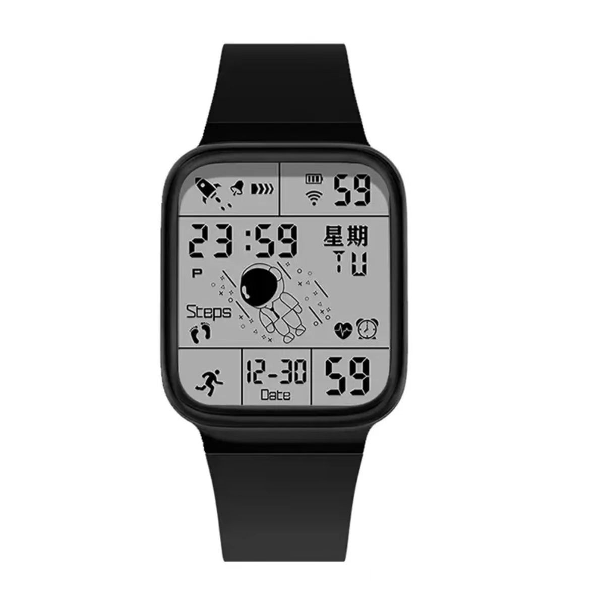 2023 new black technology astronaut male and female student children's waterproof multi-functional sports waterproof internet celebrity electronic watch