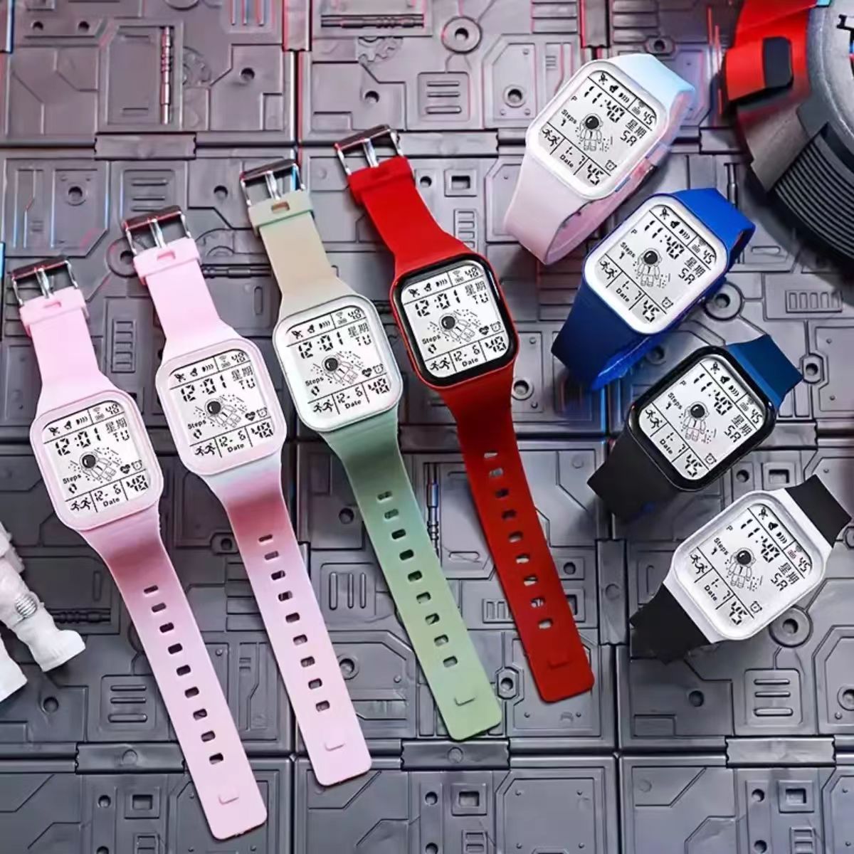 2023 new black technology astronaut male and female student children's waterproof multi-functional sports waterproof internet celebrity electronic watch