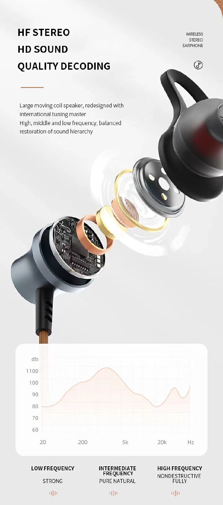 New  true wireless Leather neck Bluetooth earphone single ear in ear running Support SD Card Bluetooth earphone