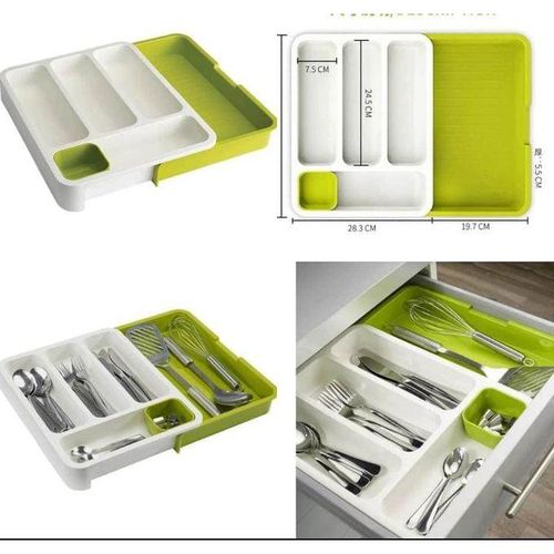 CLEARANCE OFFER Expandable Utensil Kitchen Tray Flatware and Cutlery Holder Storage for Spoons Forks Knives