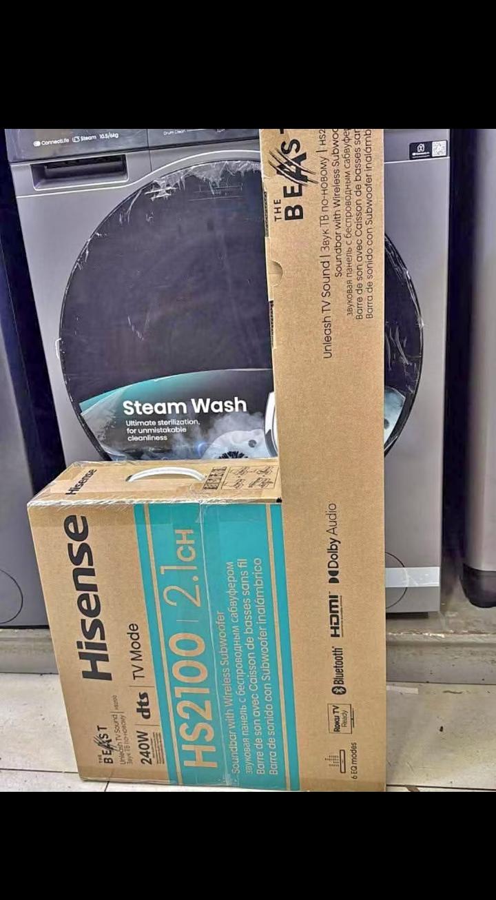 Hisense 240 watts 2.1CH hs2100 The Hisense HS2100 2.1CH Soundbar comes equipped with a wireless 5.25″ Subwoofer and is the perfect addition to your home entertainment setup. This Hisense Soundbar take
