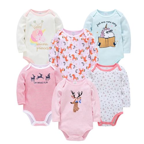 CLEARANCE OFFER 5PC Pretty Girl Cotton Long-sleeve Baby Onesies/bodysuit/sleepsuit/romper