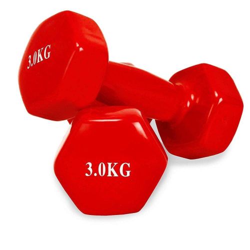 CLEARANCE OFFER A pair 3kgs Neoprene coted hexagonal Dumbbell Hand Weights-
