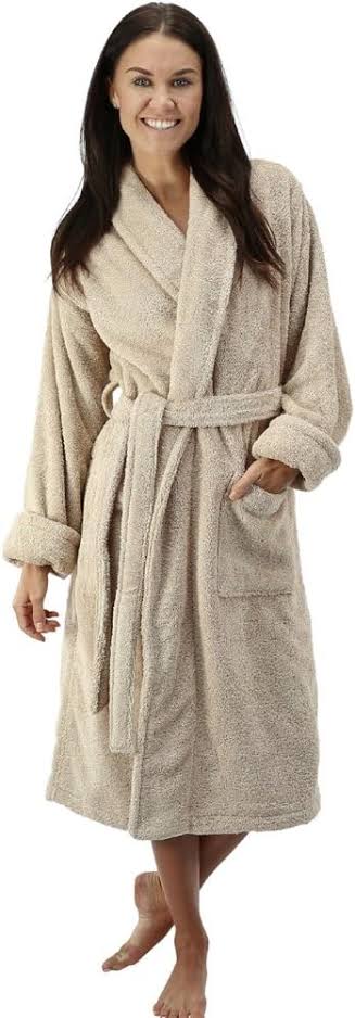 CLEARANCE OFFER Fleece Bathrobe Long Shawl Collar Plush Robe- Unisex