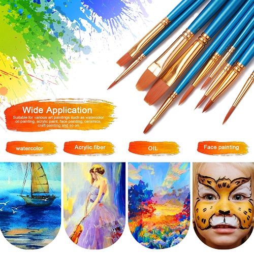 Acrylic Paint Brush Set, LEDream 50 Pcs Miniature Detail Painting Brushes for All Purpose Oil Watercolor