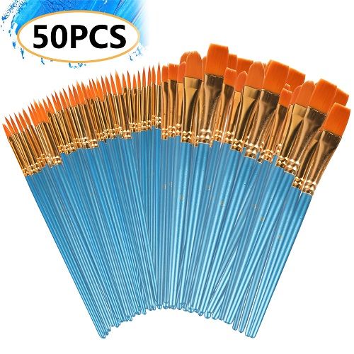 Acrylic Paint Brush Set, LEDream 50 Pcs Miniature Detail Painting Brushes for All Purpose Oil Watercolor