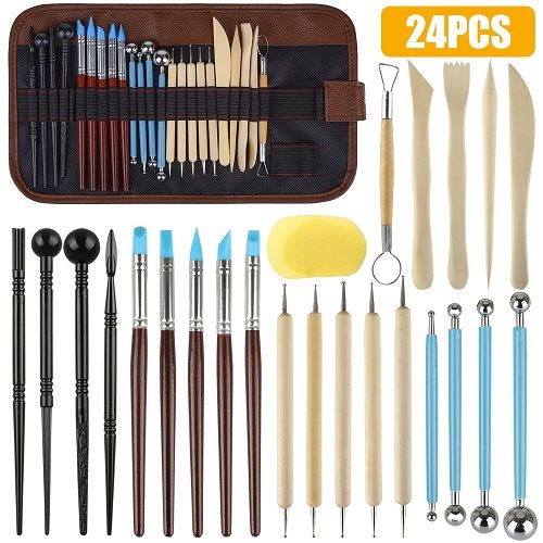 24 Pcs Polymer Clay Tools Set, LEDream Modeling Pottery Clay Sculpting Tools Kits for DIY