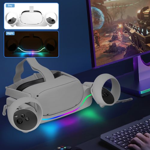 VR Magnetic Charging Station Dock Fit for Oculus/Meta Quest 2 Headset with LED Indicator