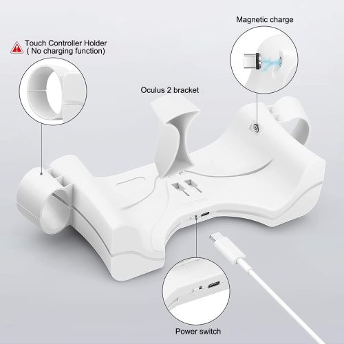 VR Magnetic Charging Station Dock Fit for Oculus/Meta Quest 2 Headset with LED Indicator