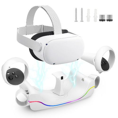 VR Magnetic Charging Station Dock Fit for Oculus/Meta Quest 2 Headset with LED Indicator