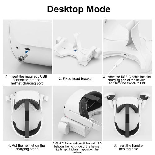 VR Magnetic Charging Station Dock Fit for Oculus/Meta Quest 2 Headset with LED Indicator