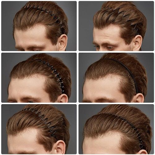 6Pcs Metal Hair Bands, LEDream Men's Wavy Spring Headbands, Fashion and Elastic Hair Hoops for Sports and Beauty Care, Black