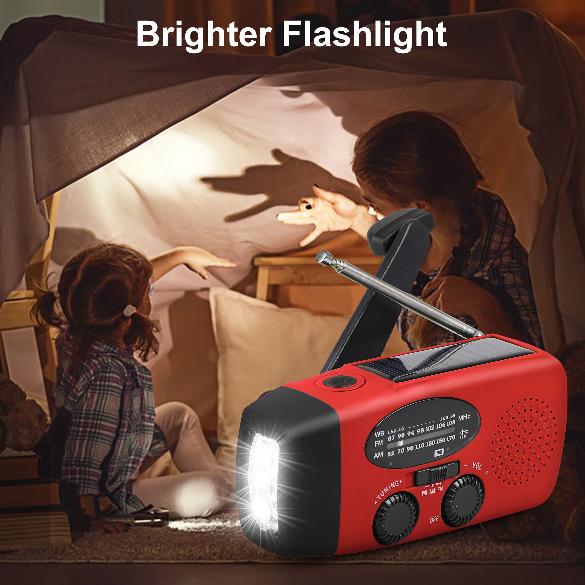 Hand Crank Emergency Radio, Portable Radio Solar Powerd AM FM WB NOAA Weather Radio with SOS Alarm, Cell Phone Charge