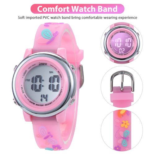 Kid Watch for Girls Boys, LEDream Sports Digital Watches, 3D Cute Cartoon Waterproof 7 Color LED Lights Outdoor Electrical Wrist Watch with Alarm Stopwatch Toy Gifts