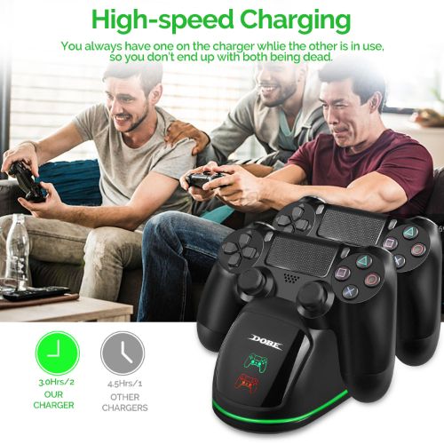 Charging Station Fit for PS4 Controller, LEDream Fast Dual Charging Dock Fit for Sony PlayStation 4 Wireless Dualshock Controllers, Charger Stand with LED Indicator, USB Cable