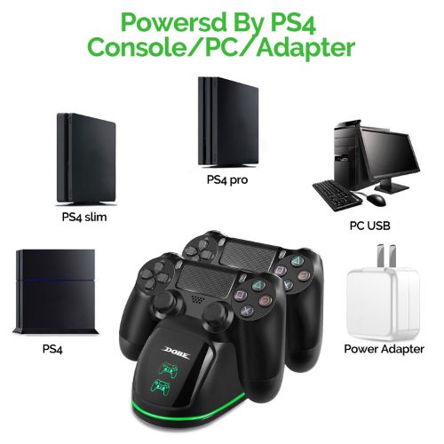Charging Station Fit for PS4 Controller, LEDream Fast Dual Charging Dock Fit for Sony PlayStation 4 Wireless Dualshock Controllers, Charger Stand with LED Indicator, USB Cable