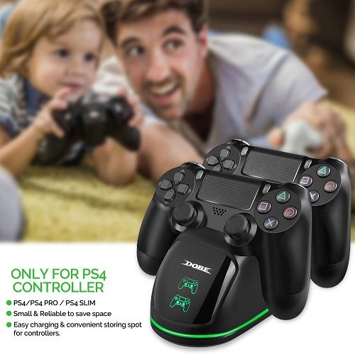 Charging Station Fit for PS4 Controller, LEDream Fast Dual Charging Dock Fit for Sony PlayStation 4 Wireless Dualshock Controllers, Charger Stand with LED Indicator, USB Cable