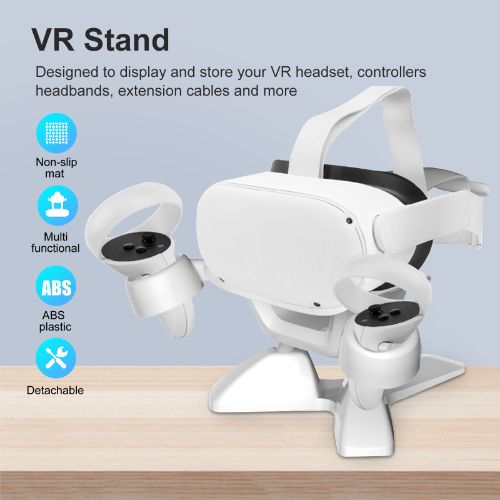 VR Stand, LEDream VR Headset Display Holder and Controller Mount Station Fit for Oculus Quest 2, Meta Quest, Rift S, Valve Index, VR Accessories Desktop Storage Stand