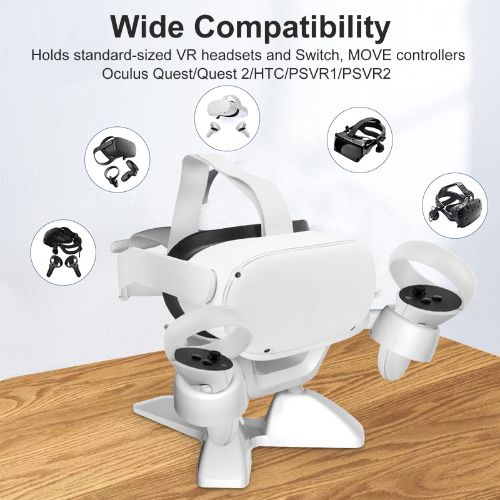 VR Stand, LEDream VR Headset Display Holder and Controller Mount Station Fit for Oculus Quest 2, Meta Quest, Rift S, Valve Index, VR Accessories Desktop Storage Stand