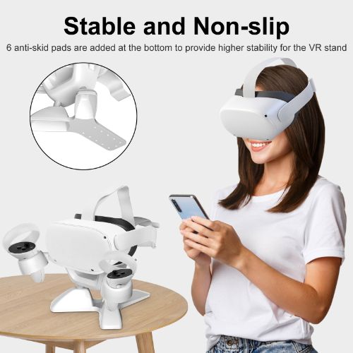 VR Stand, LEDream VR Headset Display Holder and Controller Mount Station Fit for Oculus Quest 2, Meta Quest, Rift S, Valve Index, VR Accessories Desktop Storage Stand